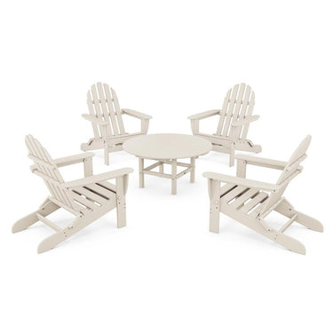 POLYWOOD Classic Folding Adirondack 5-Piece Conversation Group - Sand